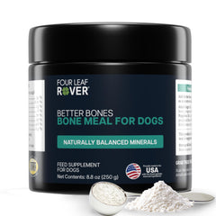 Four Leaf Rover envase frontal mostrando aporte de calcio y beneficios