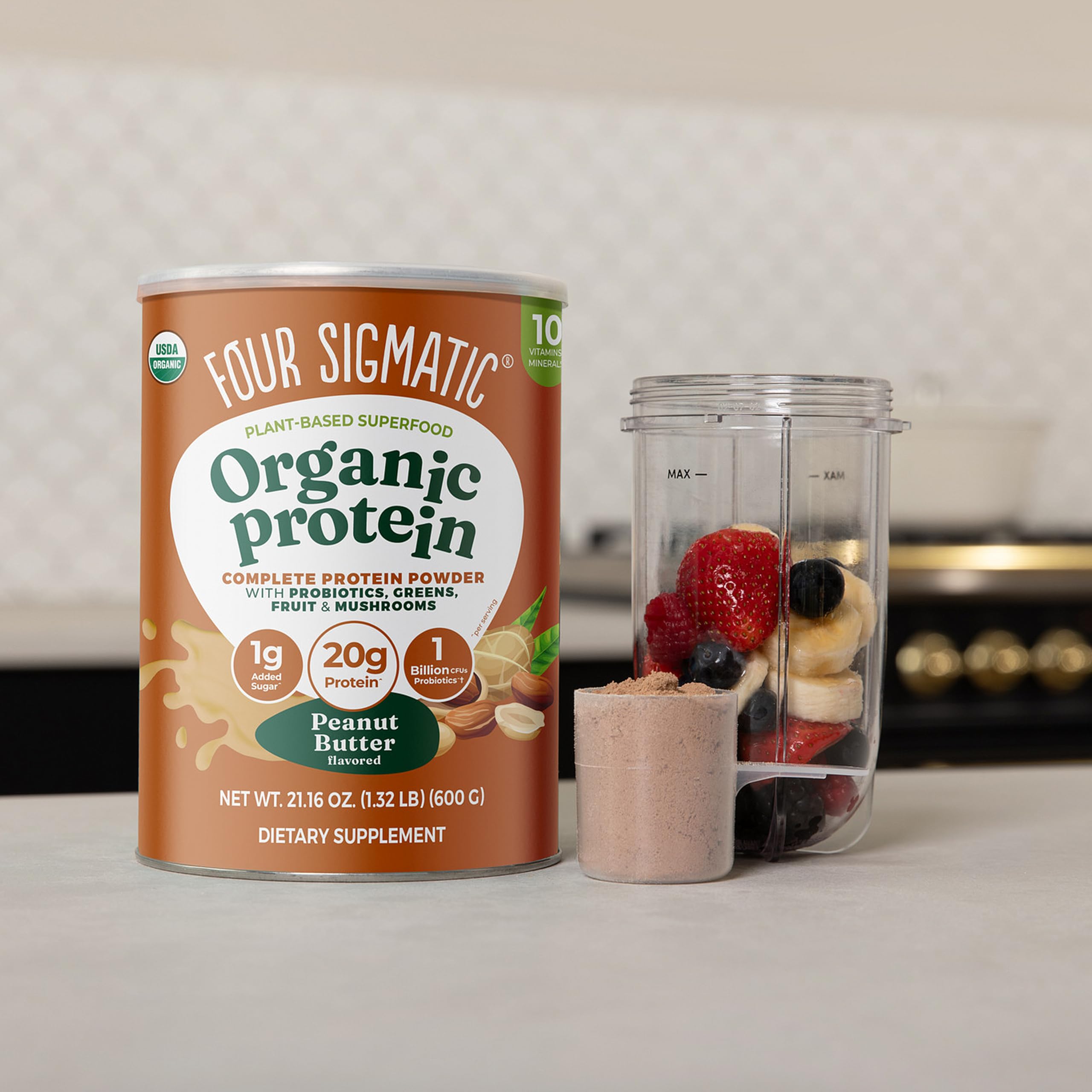 Four Sigmatic batido PB+banana listo para beber, energía y sabor real