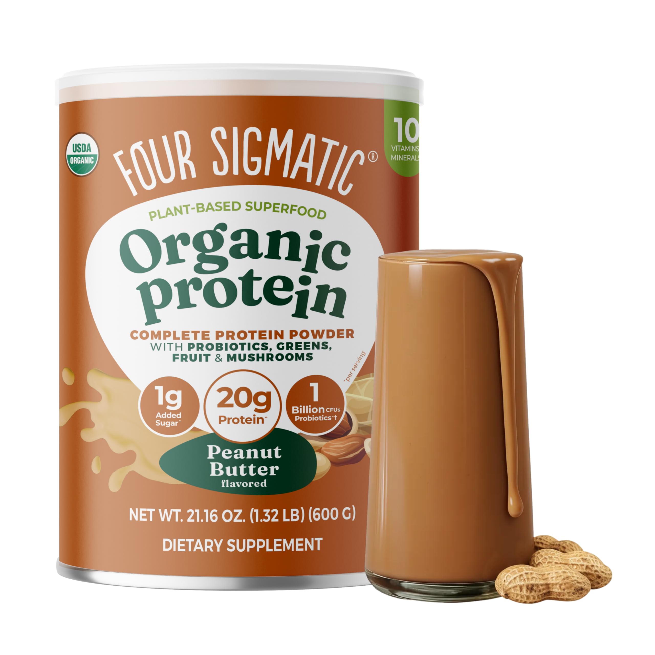 Four Sigmatic frente del envase mostrando etiqueta y beneficios claros