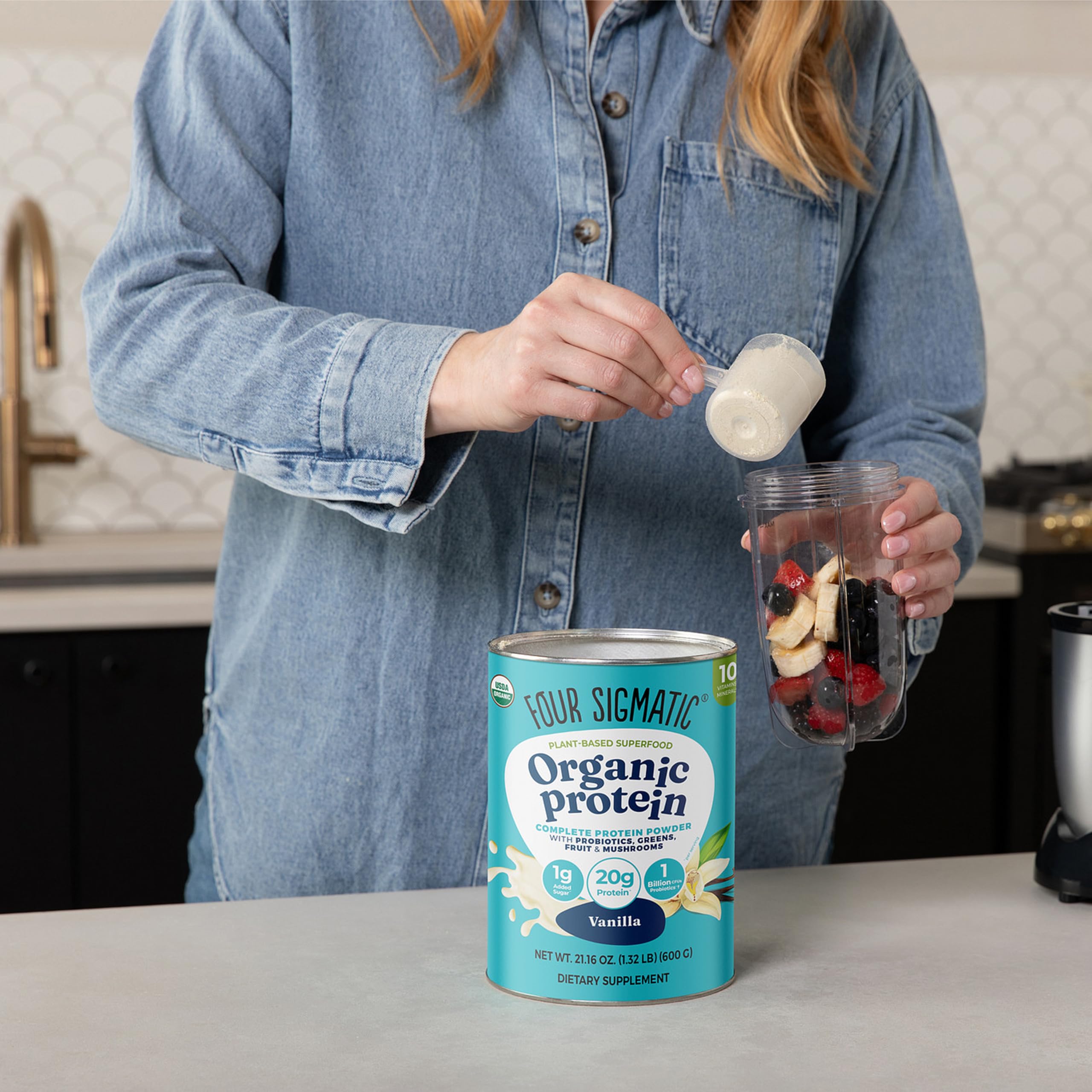 Four Sigmatic batido preparado con polvo, mezcla rápida y sabor natural