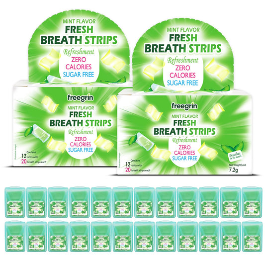 FREEGRIN embalaje frontal mostrando cantidad y sabor menta para confianza inmediata
