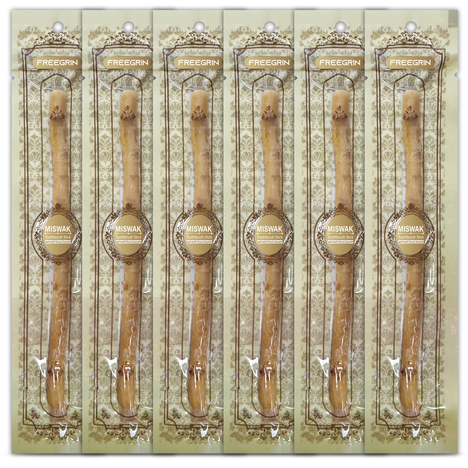 FREEGRIN paquete frontal de 6 Miswak, fresco y práctico