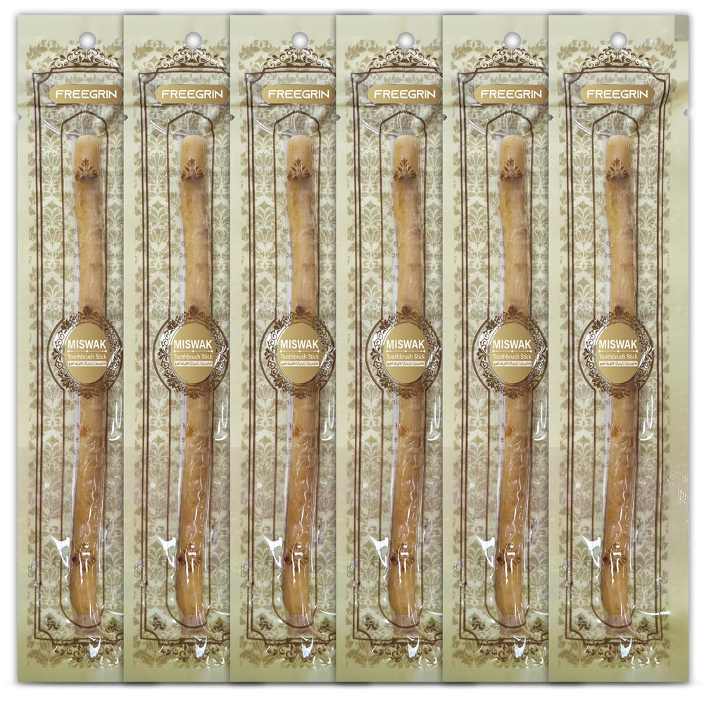 FREEGRIN paquete frontal de 6 Miswak, fresco y práctico