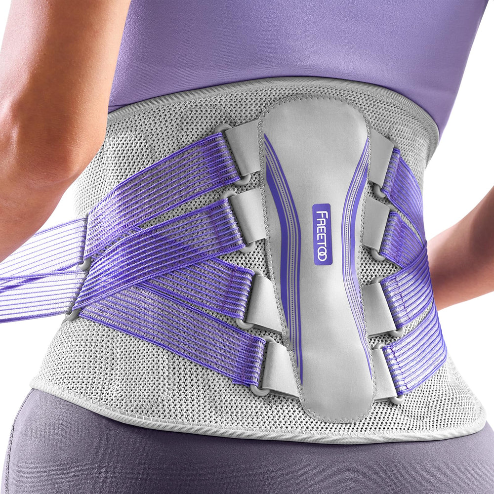 FREETOO frontal del cinturón lumbar mostrando ajuste y comodidad