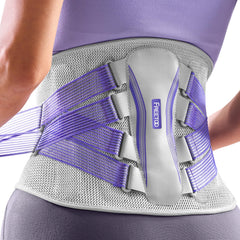 FREETOO frontal del cinturón lumbar mostrando ajuste y comodidad