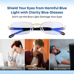 FREEZE2TRIM Clarity Blue detalle lateral de montura y varillas flexibles