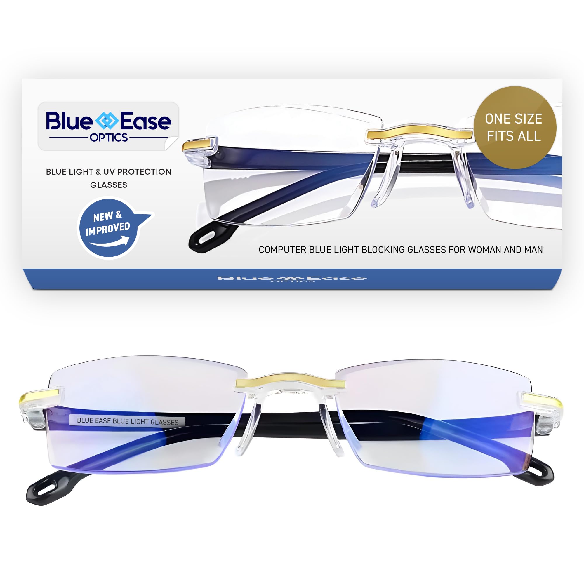 FREEZE2TRIM vista frontal de las Blue Ease Optics cómoda y elegante
