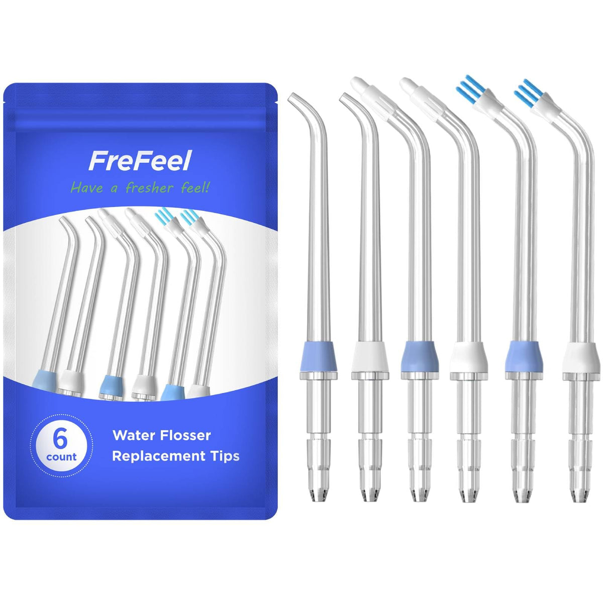 FreFeel vista frontal del pack de 6 puntas, reemplazo rápido