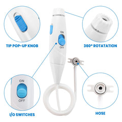 FreFeel manguera y mango en uso junto al Waterpik Aquarius, mejora control y presión