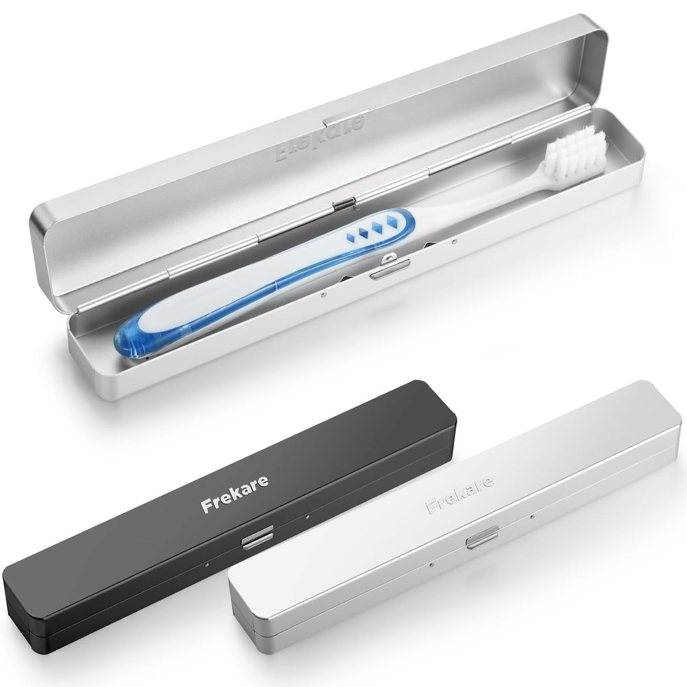 Frekare vista frontal del estuche de aluminio protege cepillo durante viajes
