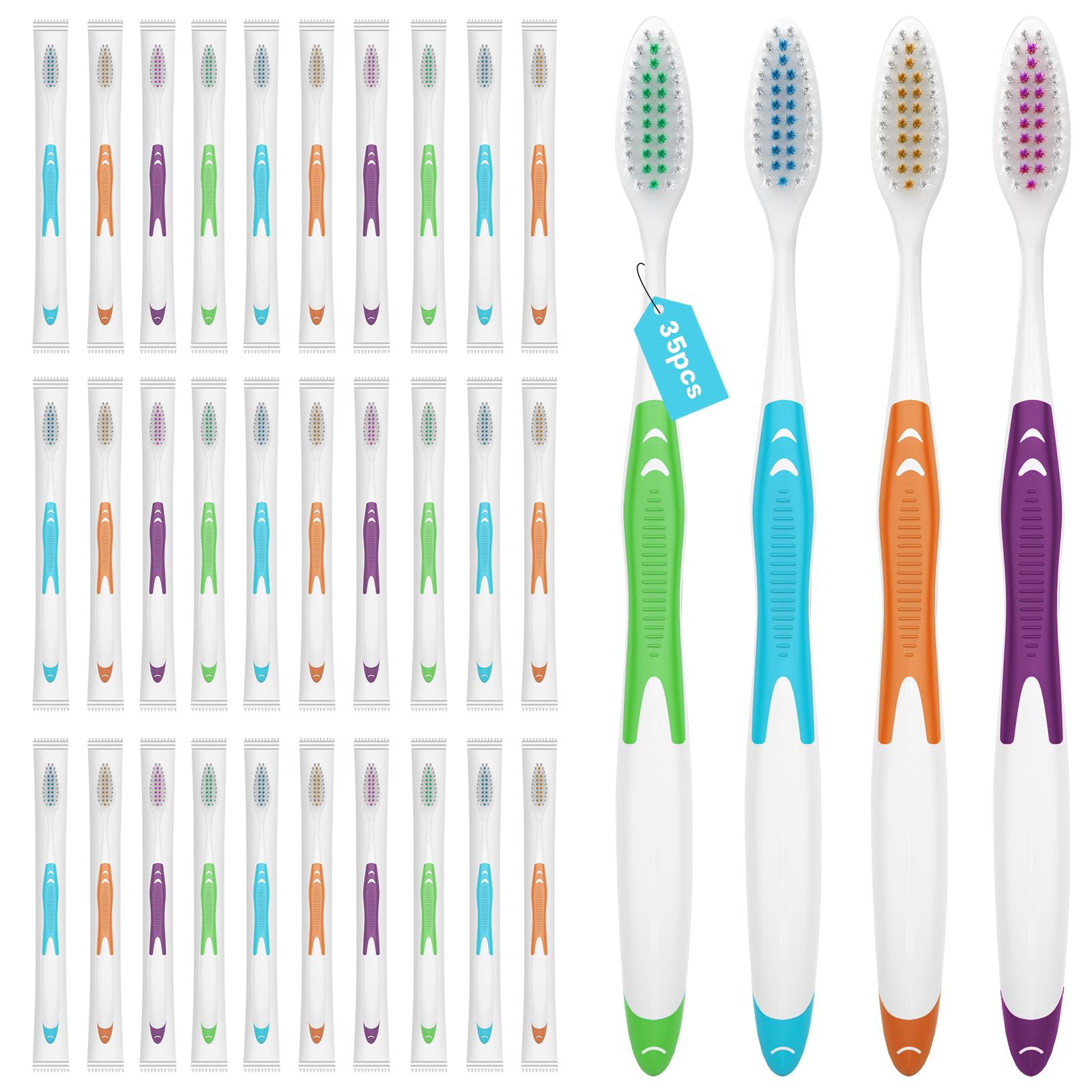 Frekare paquete frontal mostrando 35 cepillos, práctico y económico