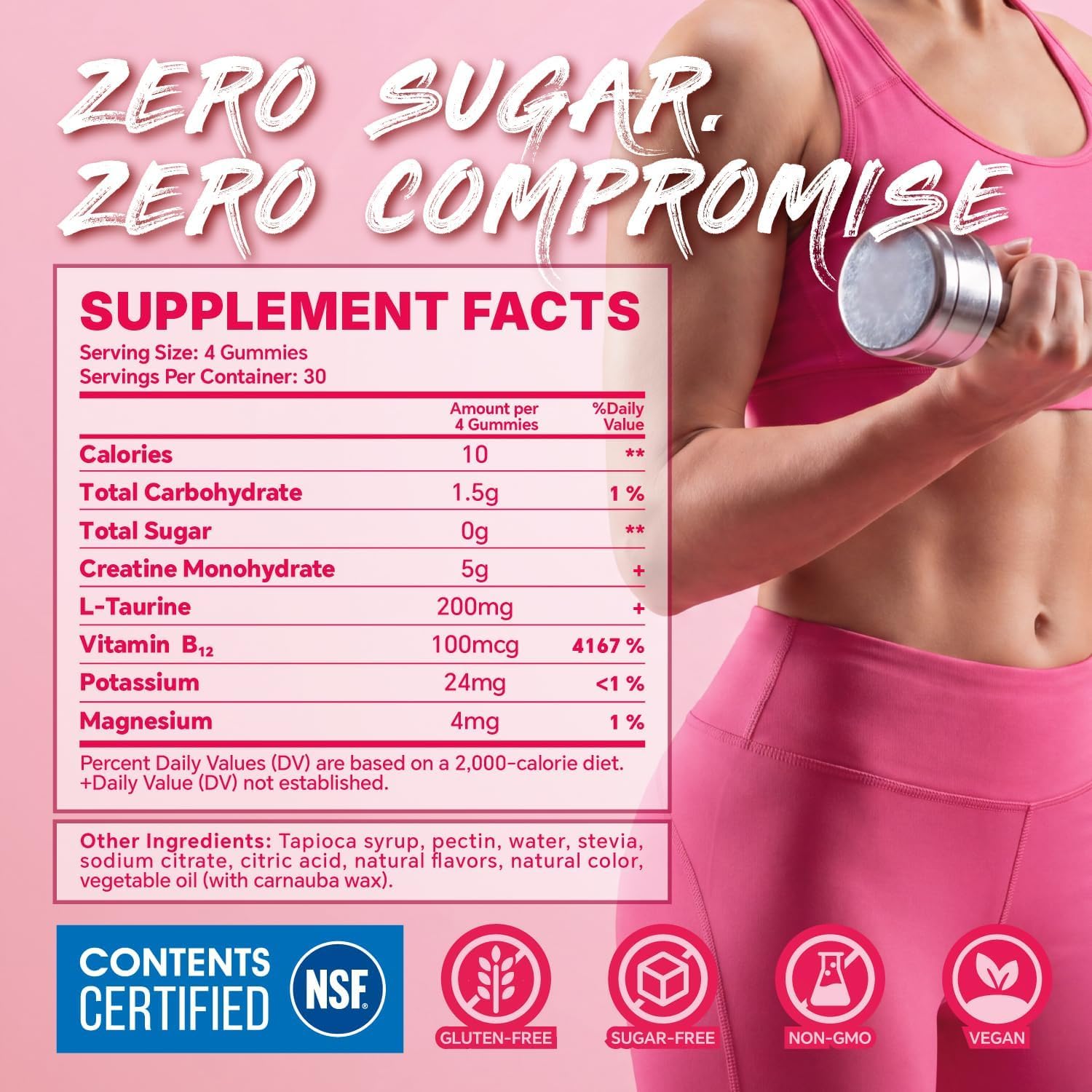 Etiqueta nutricional Frellanox mostrando creatina, taurina y B12