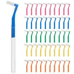 Fremouth empaque frontal mostrando 50 cepillos y colores, práctico para llevar