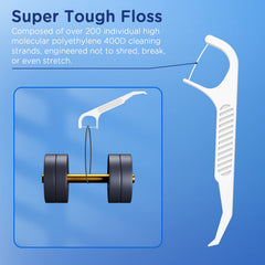 Flosser Fremouth en acción con punta gancho retirando restos alimenticios