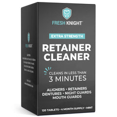 FRESH KNIGHT presentación frontal mostrando caja y 120 tabletas, limpieza prolongada
