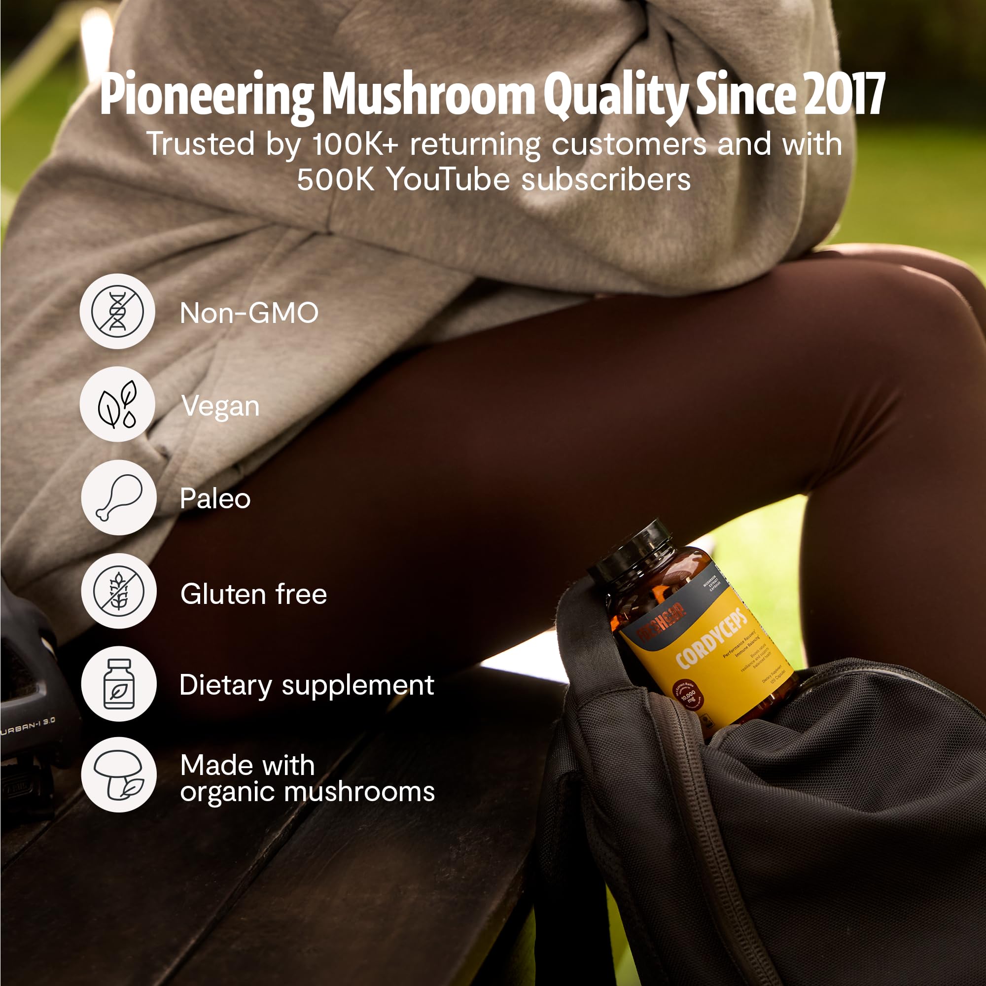 FreshCap Mushrooms ilustración sin rellenos, ingredientes puros