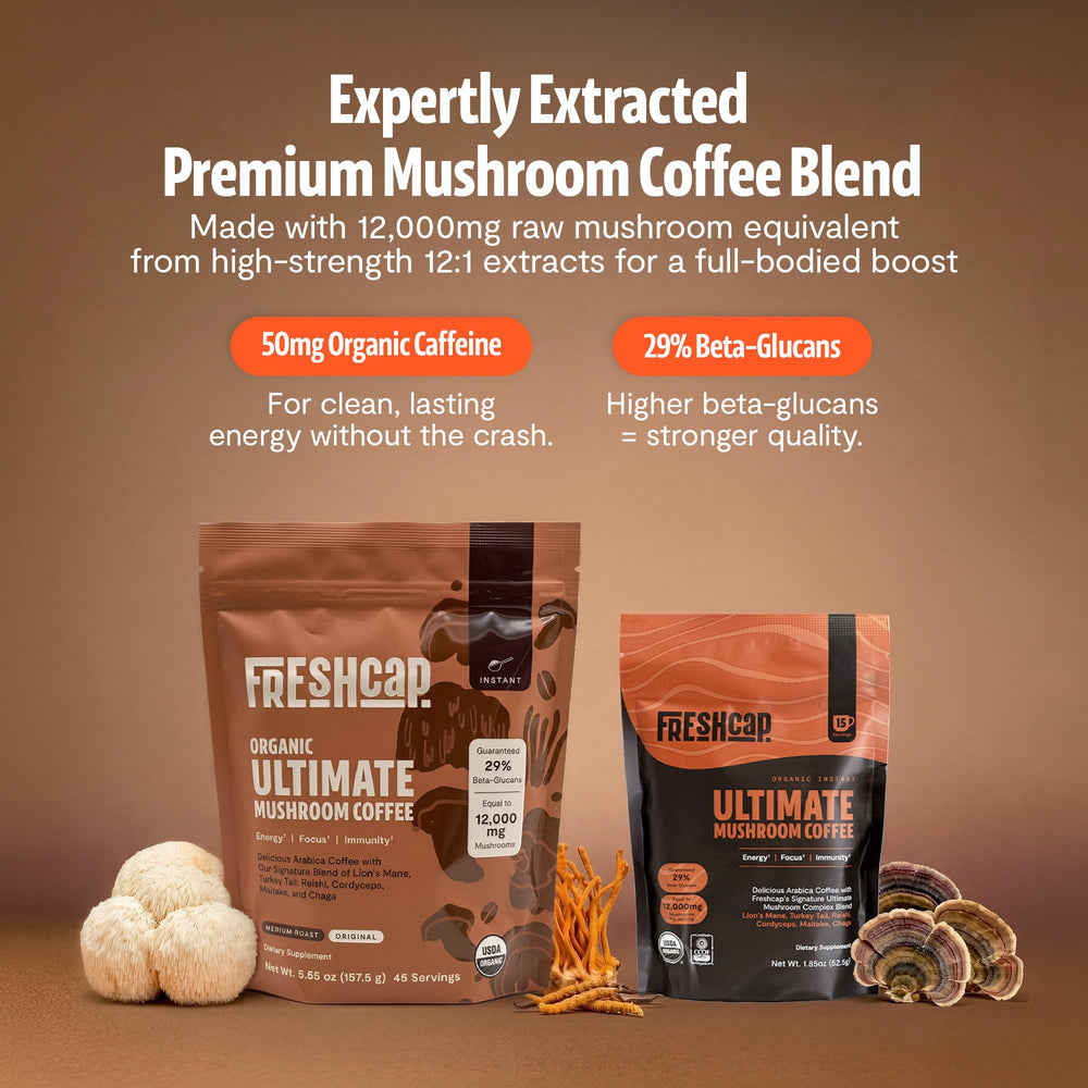 FreshCap Mushrooms textura del polvo instantáneo que se disuelve fácilmente para conveniencia