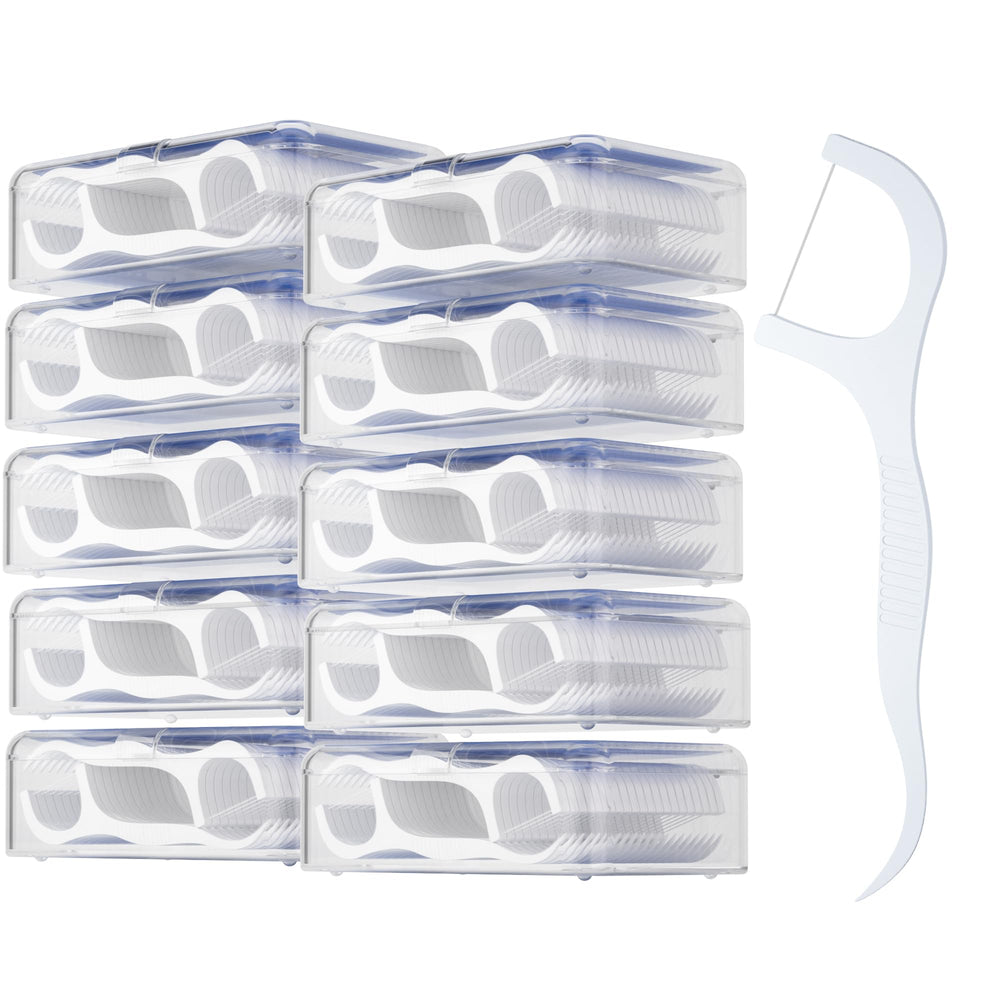 FRESHLIX paquete frontal mostrando 500 floss picks para limpieza familiar