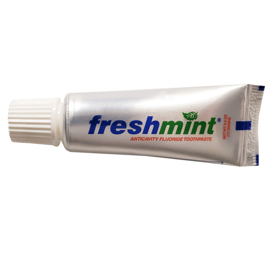 FRESHMINT frente del tubo muestra tamaño viaje y ahorro