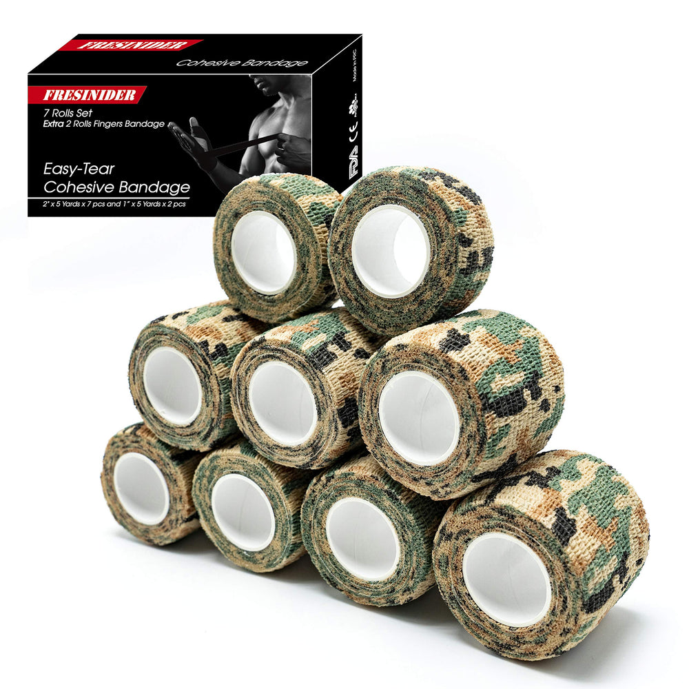 FRESINIDER empaque frontal camuflaje muestra cantidad y tamaños, ideal para botiquín
