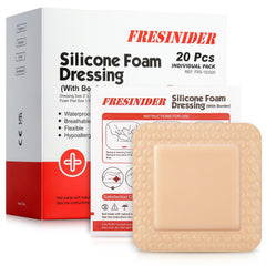 FRESINIDER empaque frontal mostrando pack de 20 y tamaño 3x3 pulgadas, protección inmediata