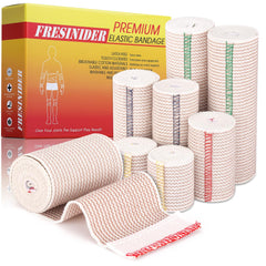 FRESINIDER pack frontal mostrando las ocho vendas y beneficios de soporte