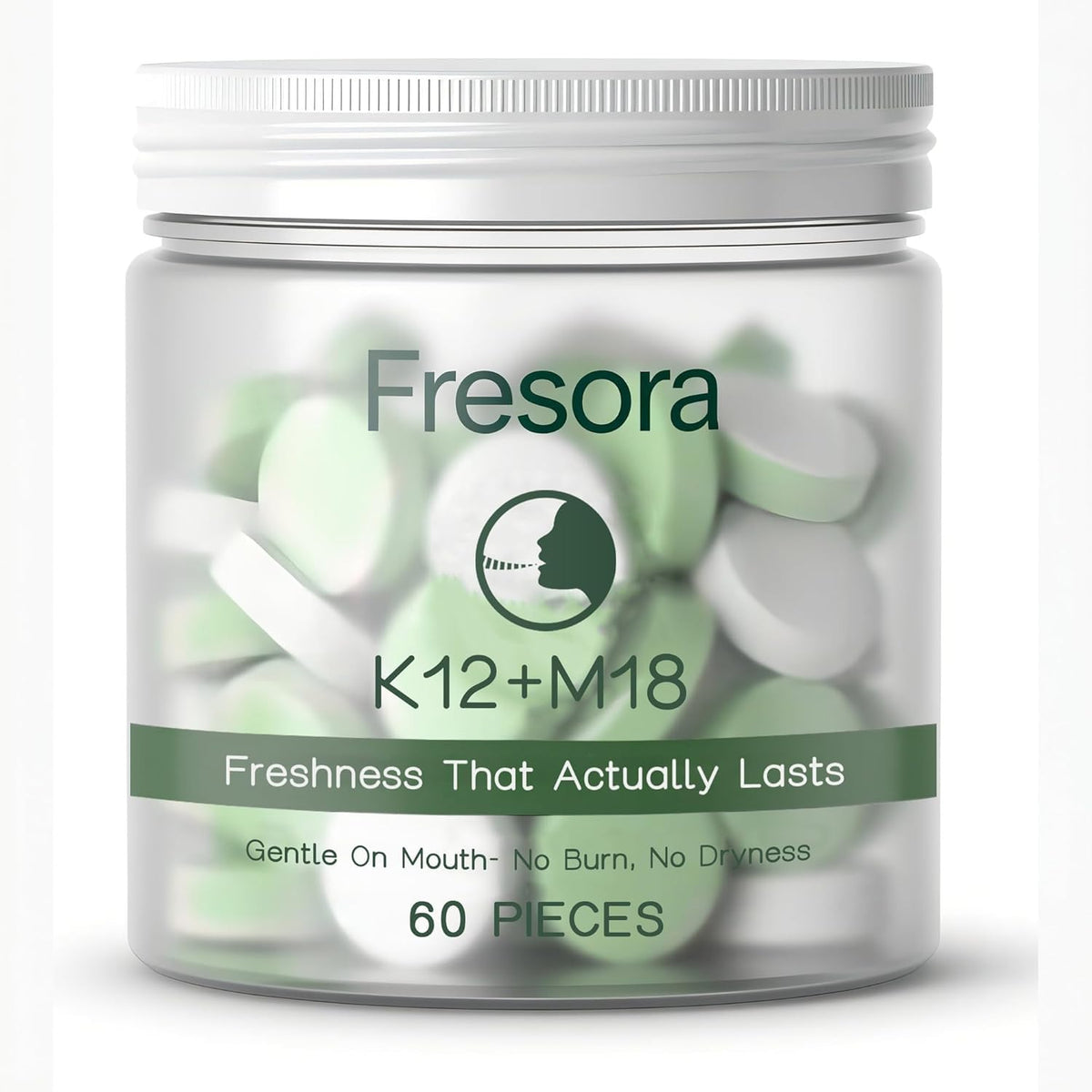 FRESORA frasco frontal mostrando 60 pastillas y beneficio de comodidad diaria