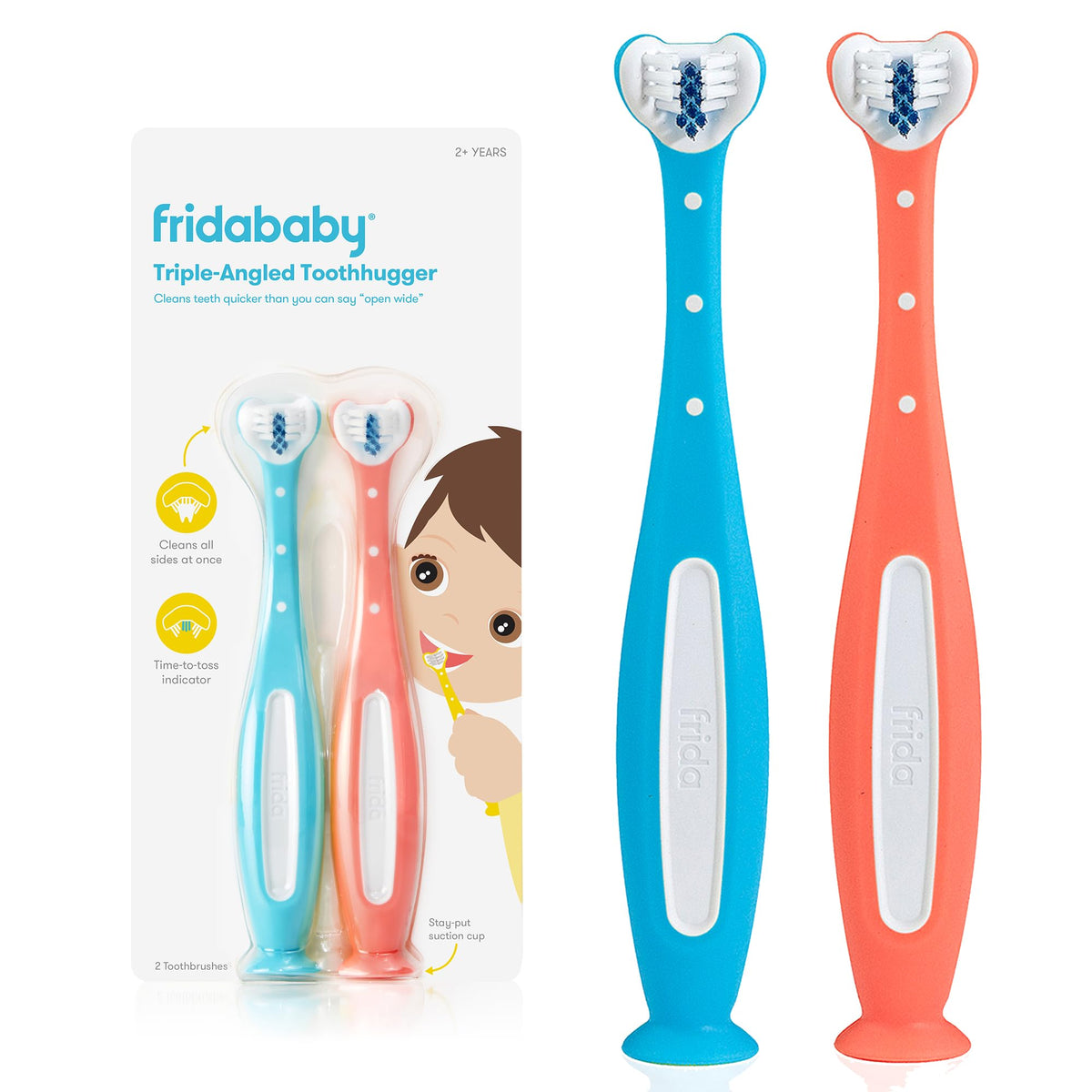 Frida Baby cepillo frontal en paquete doble rosa y azul, práctico para rutina