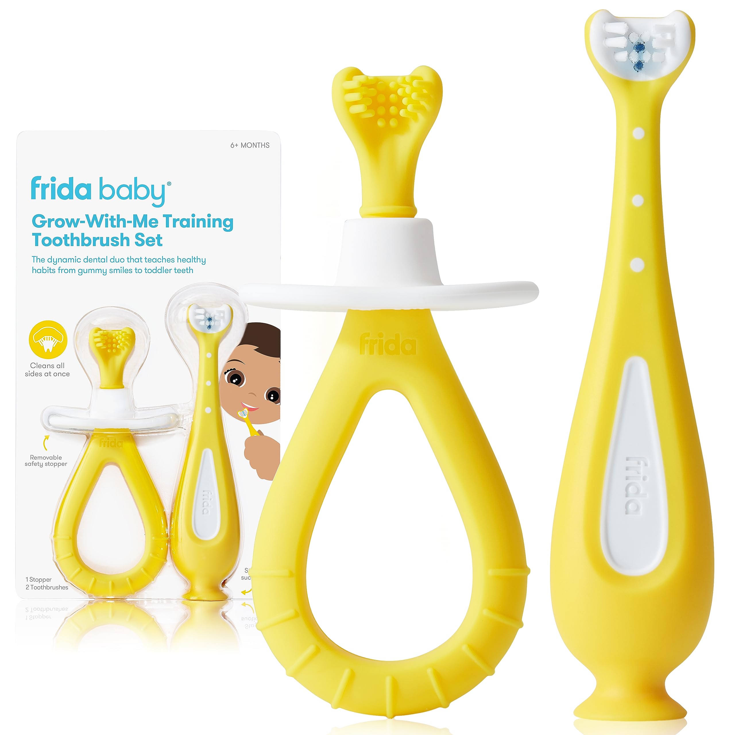 Frida cepillo frontal con packaging mostrando seguridad y diseño amigable