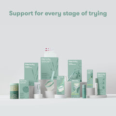 Contenido del kit Frida Fertility con instrucciones claras y piezas desechables