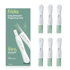 Frida Fertility presentación frontal mostrando caja y 6 tiras útiles para detección temprana