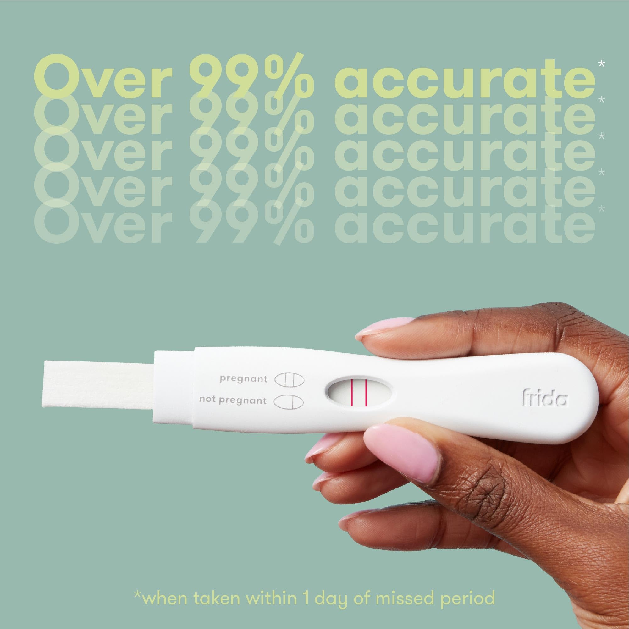 Tira Frida Fertility en uso con orina, comprobando resultado rápido y cómodo en casa
