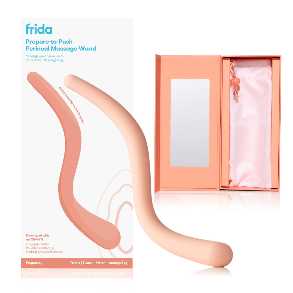 Frida Mom empaque frontal de la varilla de masaje con guía visible y confianza