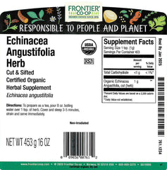Primer plano de la textura cortada y tamizada de Echinacea Angustifolia Frontier Co-op, uso sencillo