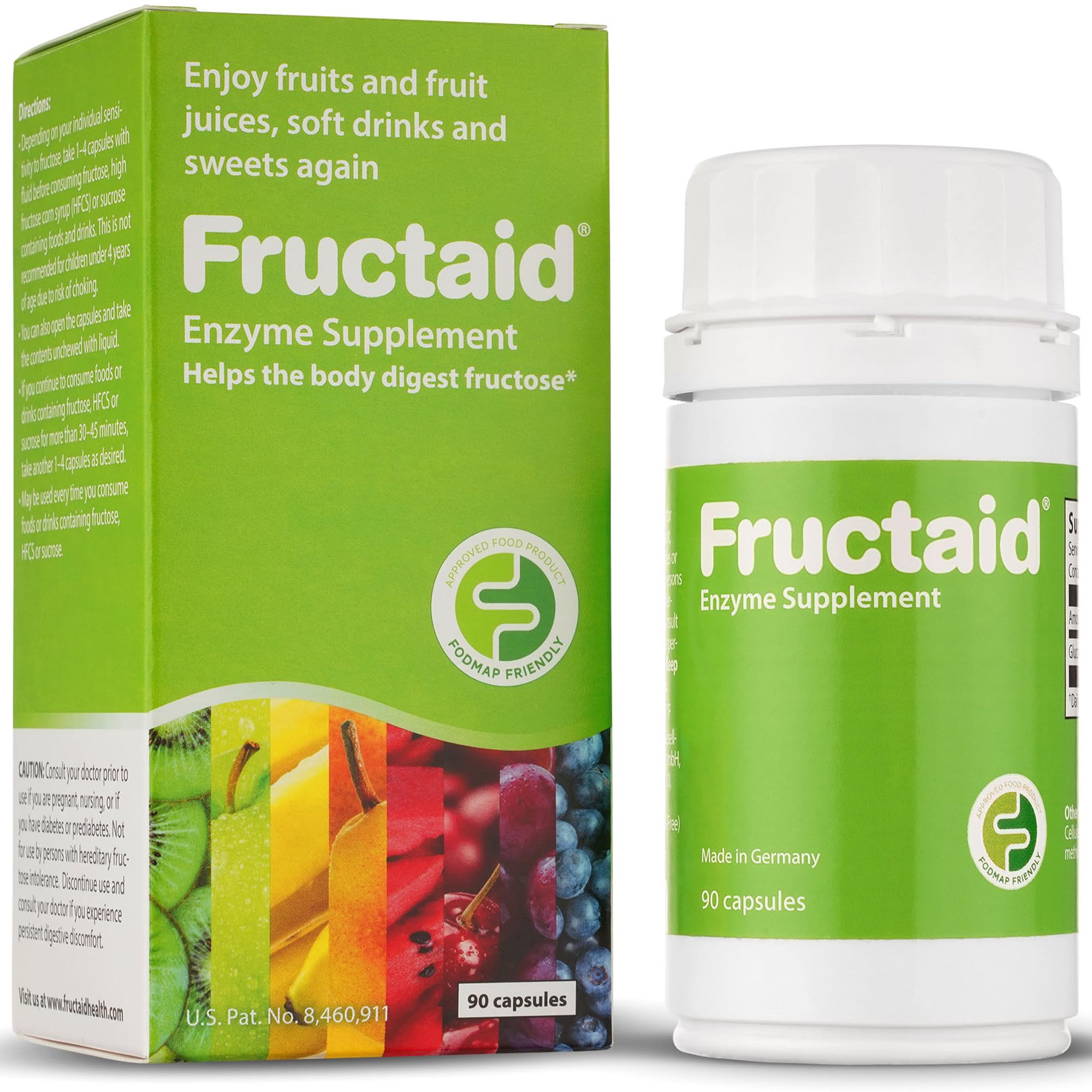 Fructaid frasco frontal mostrando el envase y beneficio de digestión cómoda