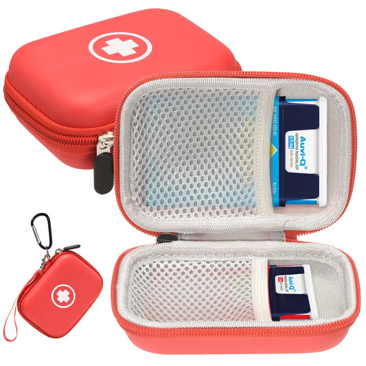 Fukumi estuche frontal rojo visible y fácil de localizar en emergencias