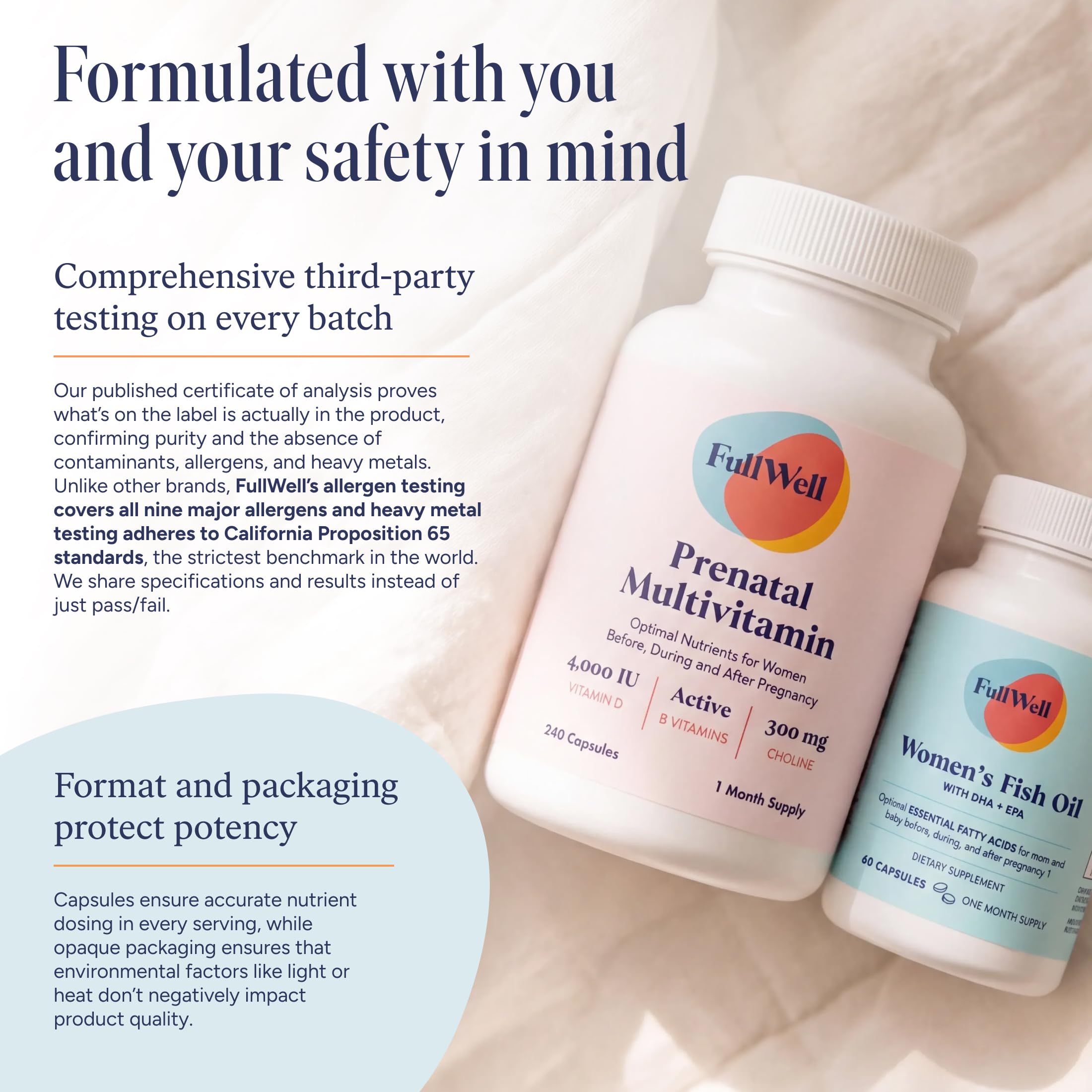 FullWell etiqueta de ingredientes legible, transparencia y pureza