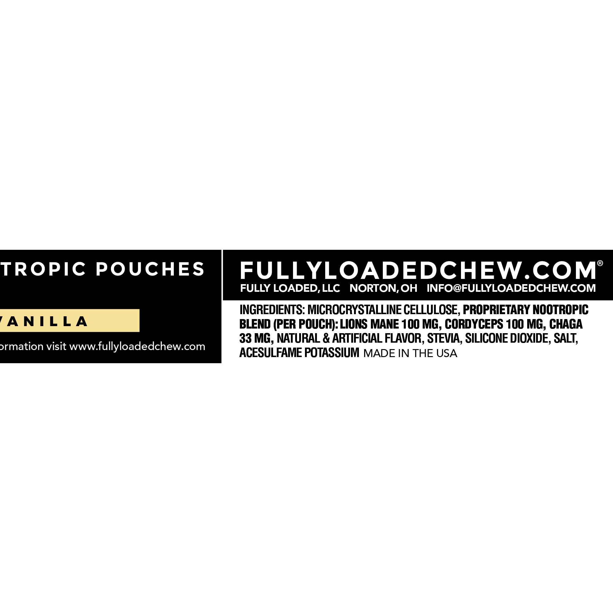 Etiqueta Fully Loaded con ingredientes y beneficios visibles