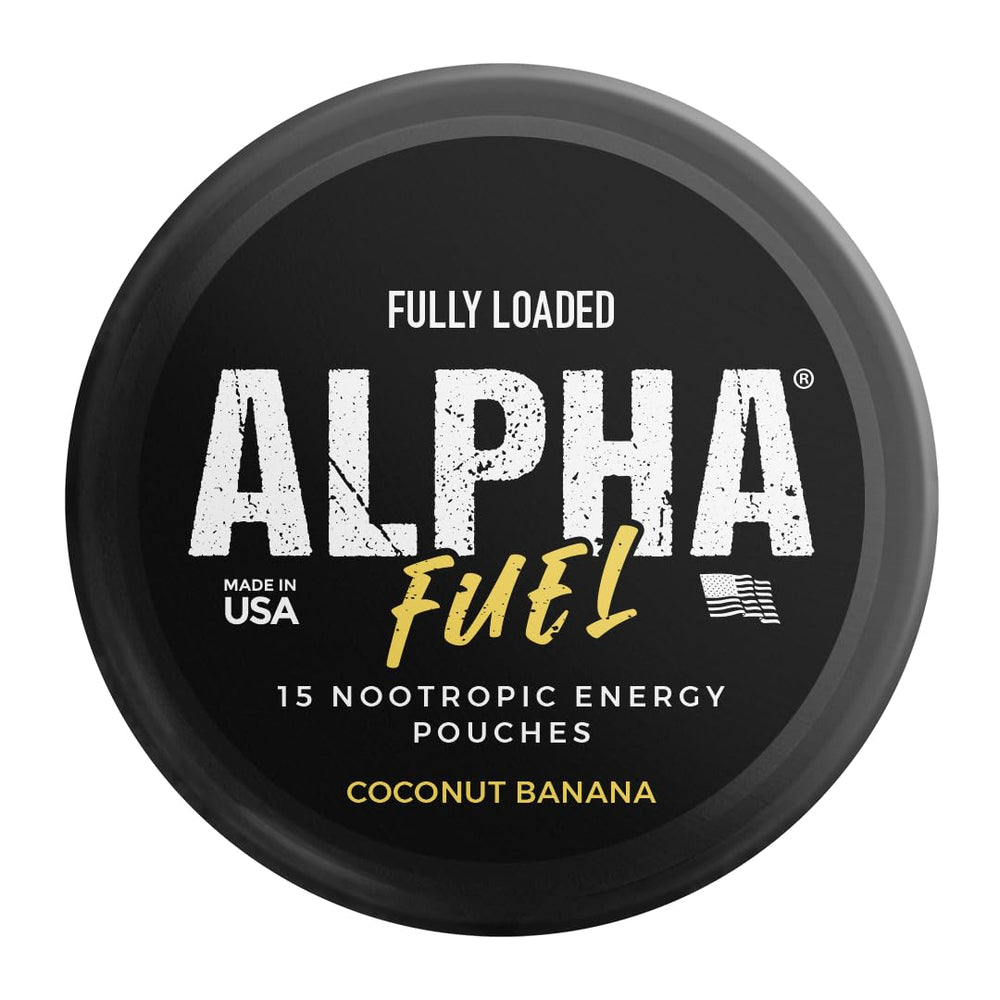 Lata abierta con pouches visibles de Fully Loaded Alpha Fuel, organización práctica