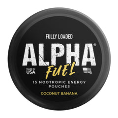 Lata abierta con pouches visibles de Fully Loaded Alpha Fuel, organización práctica