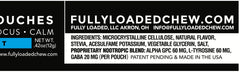 Fully Loaded etiqueta con lista de ingredientes y dosis por sobre, transparencia informativa