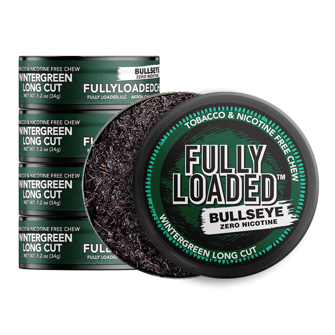 Fully Loaded Bullseye frente del paquete mostrando diseño y sabor wintergreen, fácil identificación