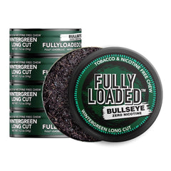 Fully Loaded Bullseye frente del paquete mostrando diseño y sabor wintergreen, fácil identificación