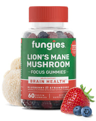 Fungies frasco frontal mostrando 60 gomitas y diseño del envase, aporta conveniencia