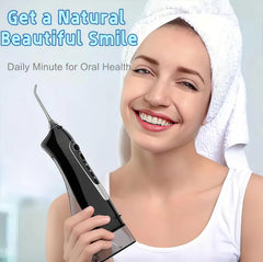 FUNSEE boquillas en uso mostrando limpieza interdental eficaz