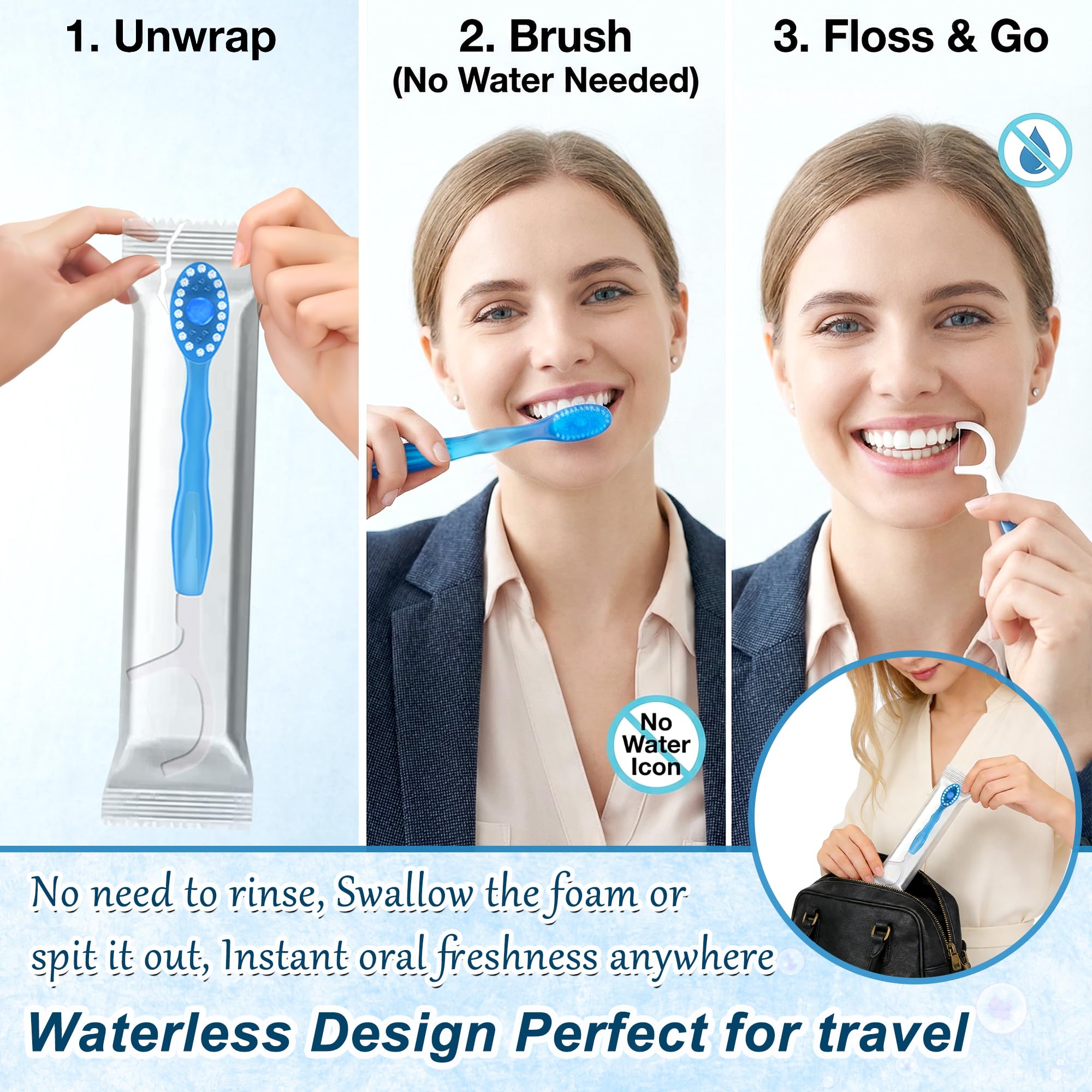 Futetui detalle de raspador y hilo dental, limpieza interdental completa