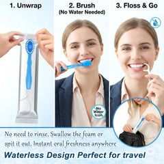 Futetui detalle de raspador y hilo dental, limpieza interdental completa