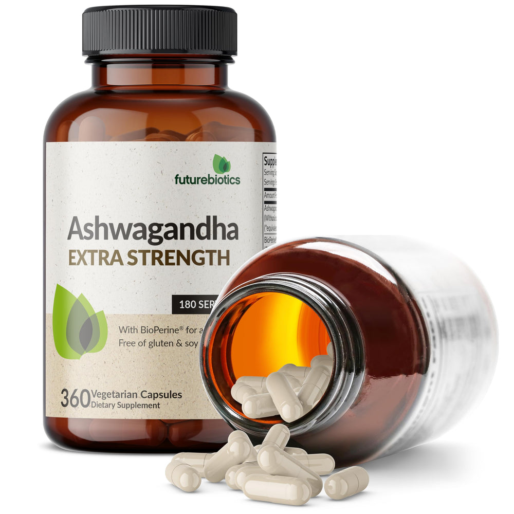 Futurebiotics polvo de ashwagandha mostrando textura y pureza