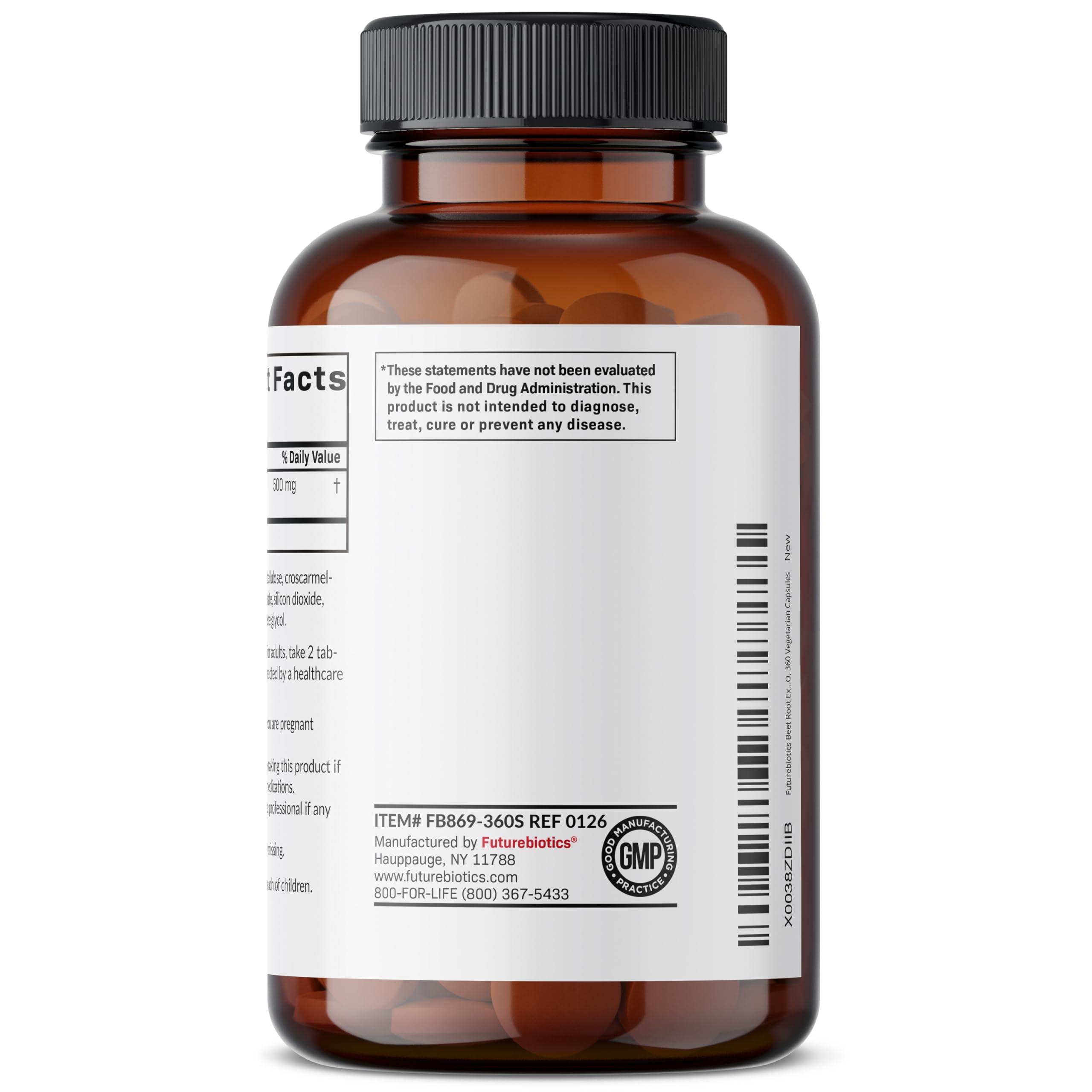 Futurebiotics frasco abierto con tabletas visible cantidad y conservación