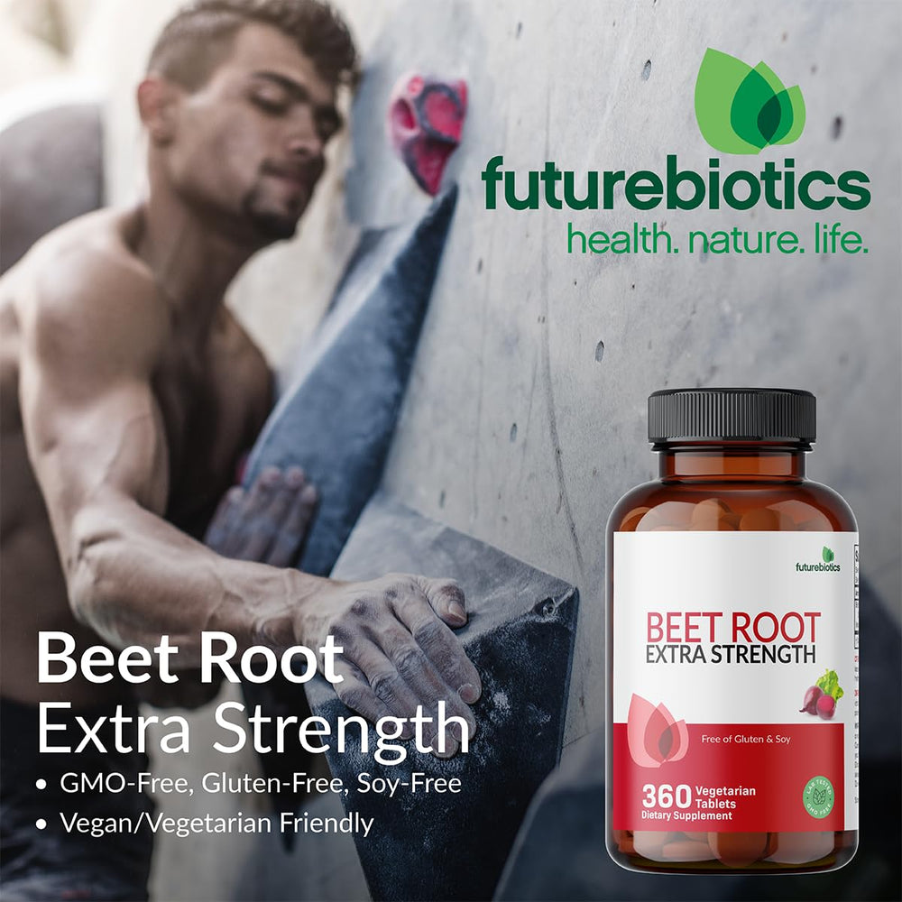 Tabletas de Futurebiotics Beet Root en la palma para visualizar la dosis
